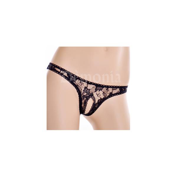 STRING FENDU DENTELLE NOIRE