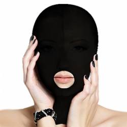 BLACK FABRIC BALACLAVA OPEN MOUTH