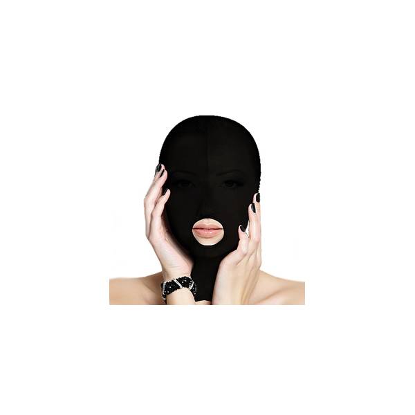 BLACK FABRIC BALACLAVA OPEN MOUTH