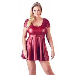 ROBE ÉVASÉE WETLOOK BORDEAUX