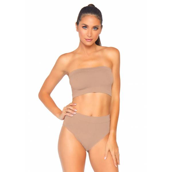 2P NUDE MEDIUM TOP+CULOTTE TAILLE HAUTE