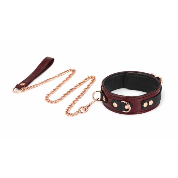 HALSBAND + LEINE AUS LEDER "RED WINE