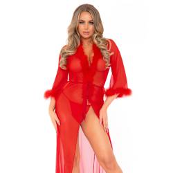 PEIGNOIRE ROUGE VOILE + STRING