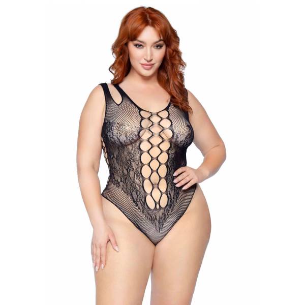 BODY TANGA NETZ + SPITZEN QUEEN SIZE