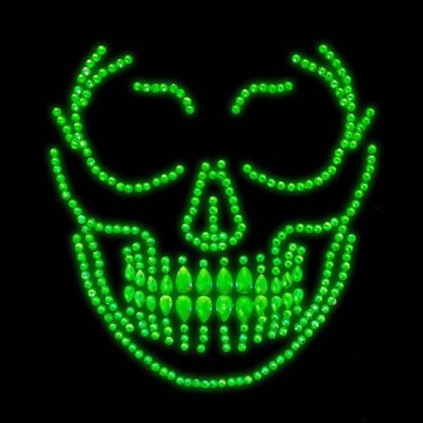 STRASS VISAGE "SKULL" GLOW IN THE DARK