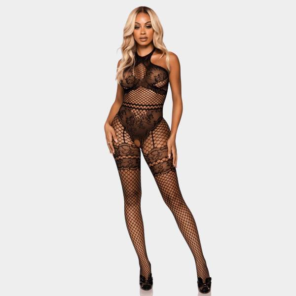 BODYSTOCKING RÉSILLE FAUSSE DENTELLE