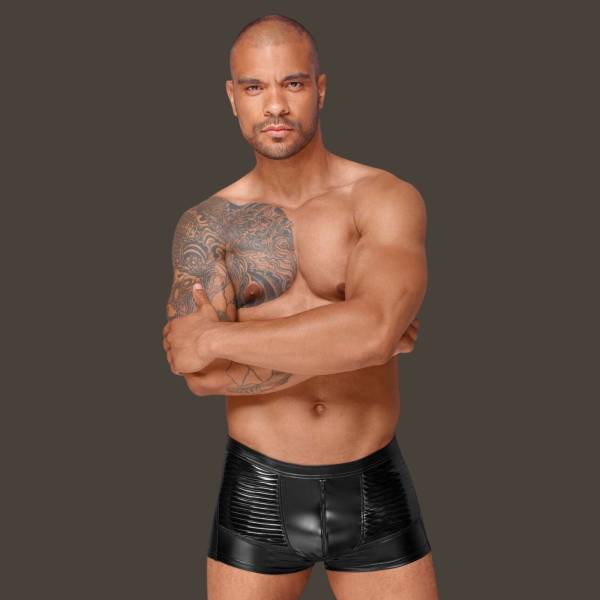 BOXER WETLOOK ZIP + DECO VINYLE