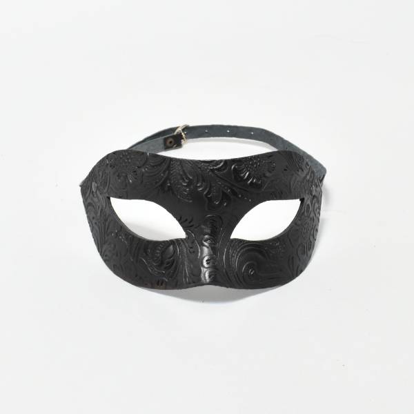 Masque cuir noir arabesques