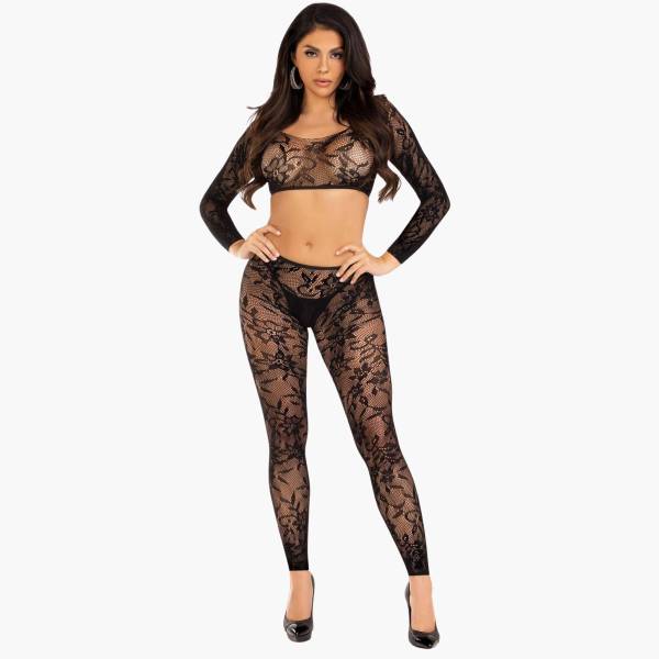 2PCS CROP TOP+LEGGING DENTELLE